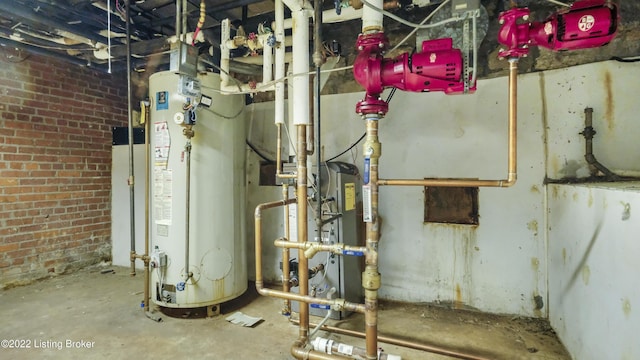 utility room with water heater