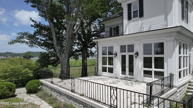 wooden deck with french doors