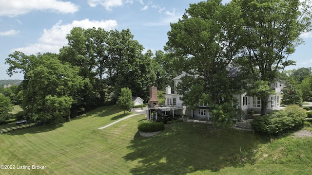 view of yard with a deck