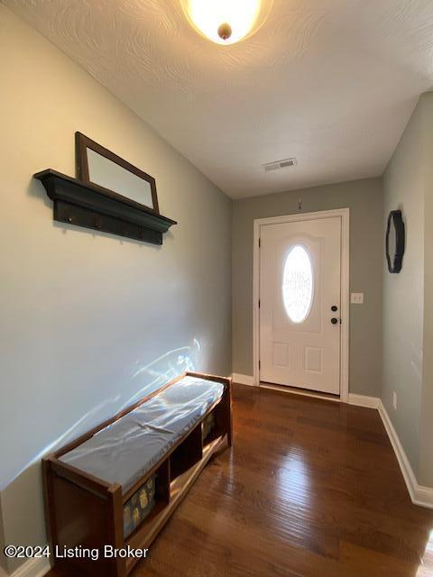 foyer entrance with dark hardwood / wood-style flooring