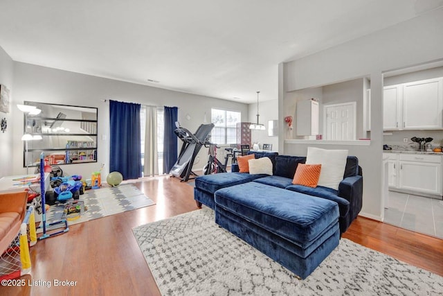 living room featuring light hardwood / wood-style flooring