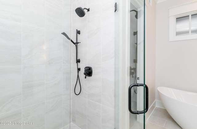 bathroom with independent shower and bath