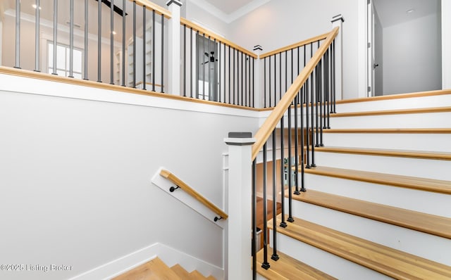 staircase featuring hardwood / wood-style flooring