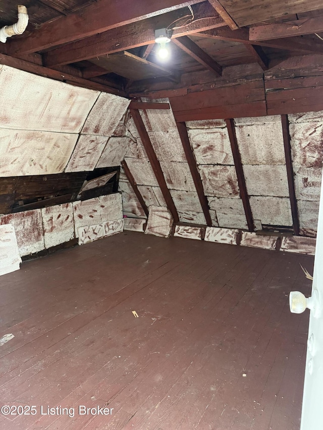 view of unfinished attic