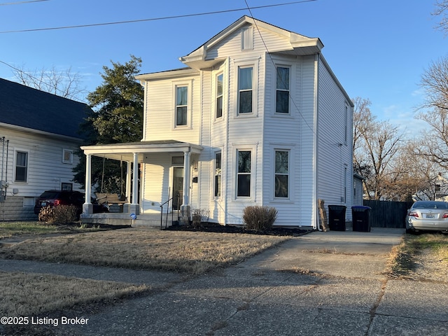 view of front property with covered porch