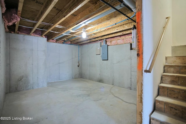 basement with electric panel