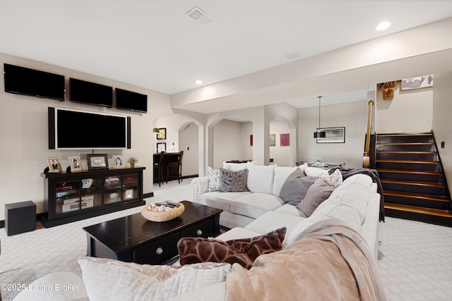 living room featuring carpet flooring