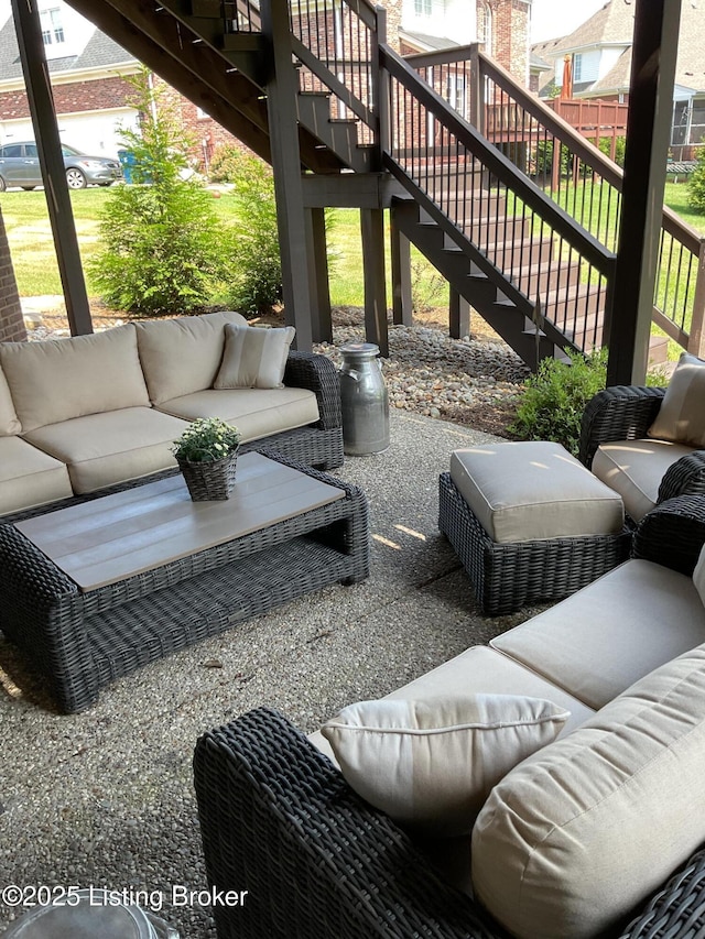 view of patio with an outdoor living space