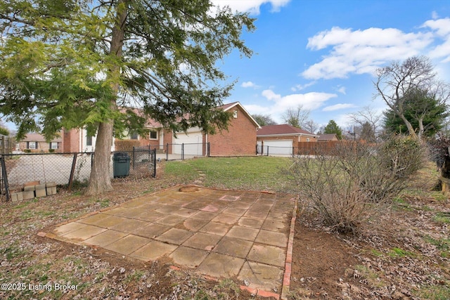 view of yard with fence private yard and a patio area