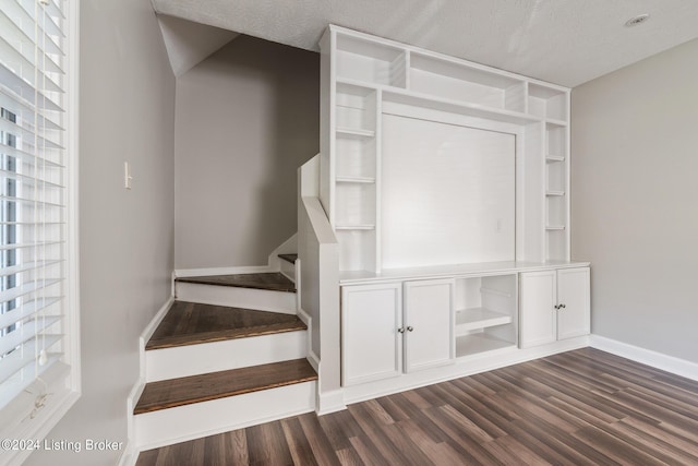 staircase featuring wood-type flooring