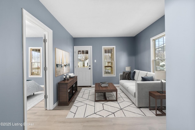 living room featuring light hardwood / wood-style floors