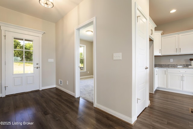 interior space featuring dark hardwood / wood-style floors