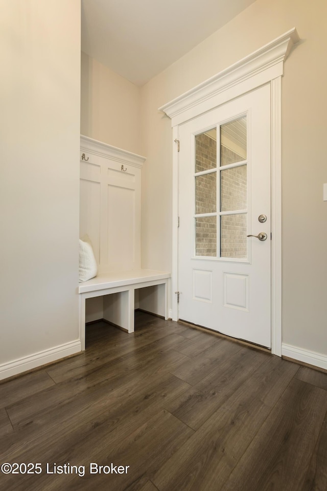 mudroom featuring dark hardwood / wood-style floors