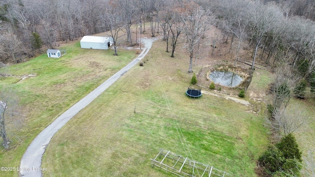 drone / aerial view with a rural view