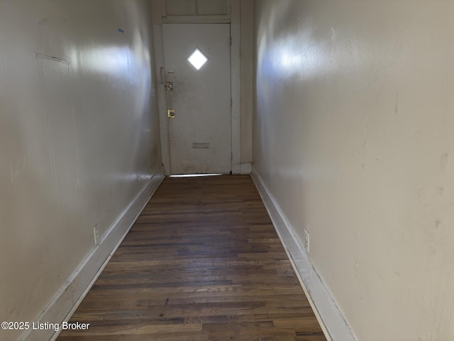 doorway featuring dark hardwood / wood-style flooring