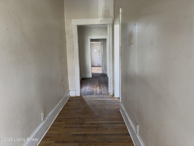 hallway featuring dark hardwood / wood-style flooring