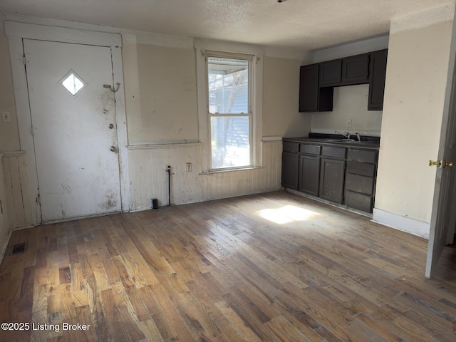 kitchen featuring hardwood / wood-style flooring, sink, and a textured ceiling