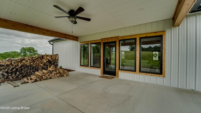 view of patio with ceiling fan