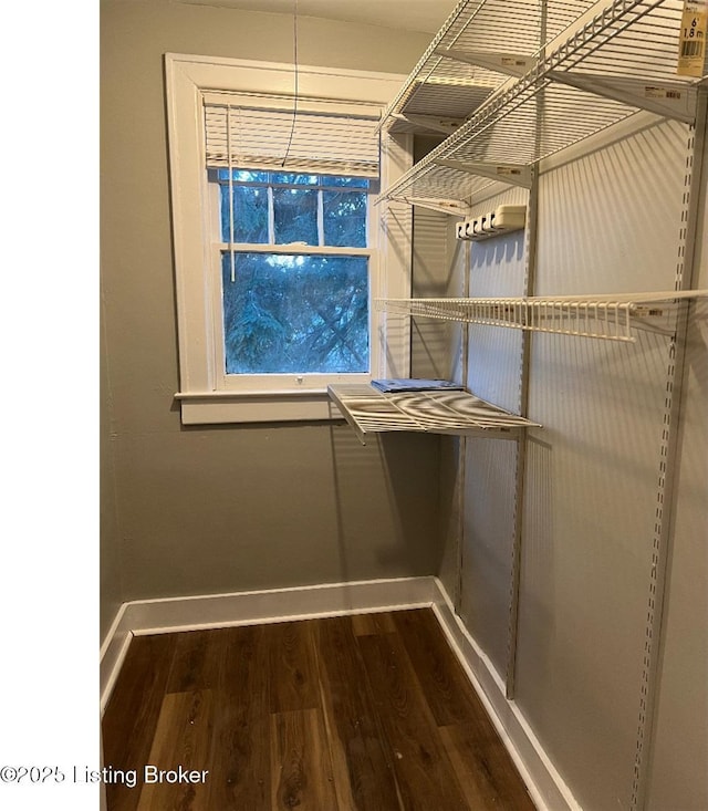 walk in closet featuring hardwood / wood-style floors