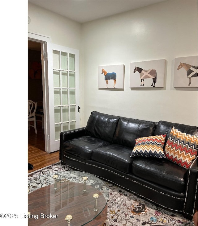 living room with hardwood / wood-style floors