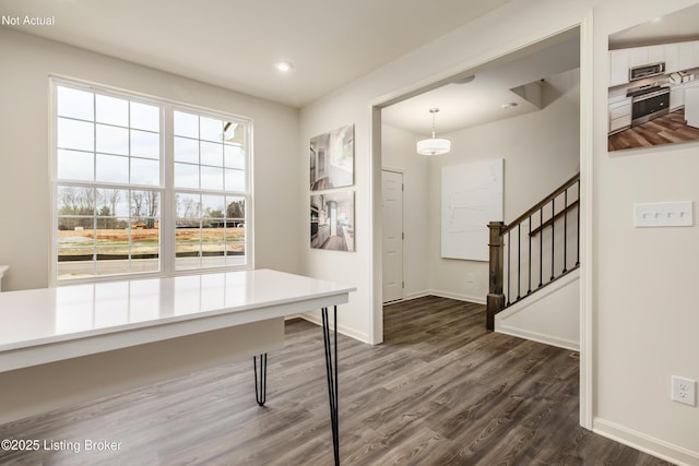 interior space featuring dark wood-type flooring