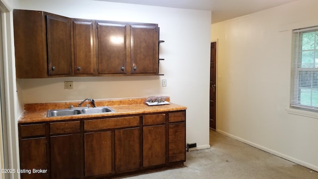 kitchen with sink and dark brown cabinets