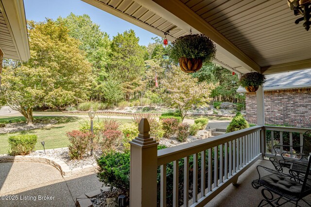 balcony featuring a porch