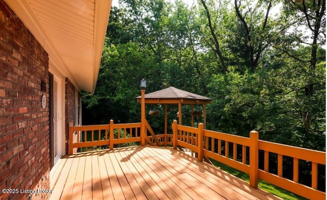 wooden terrace with a gazebo