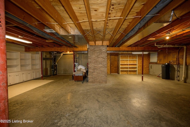 basement with water heater