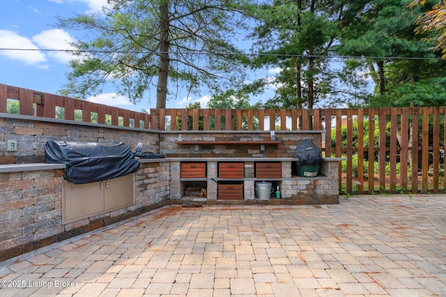 view of patio / terrace featuring grilling area and exterior kitchen