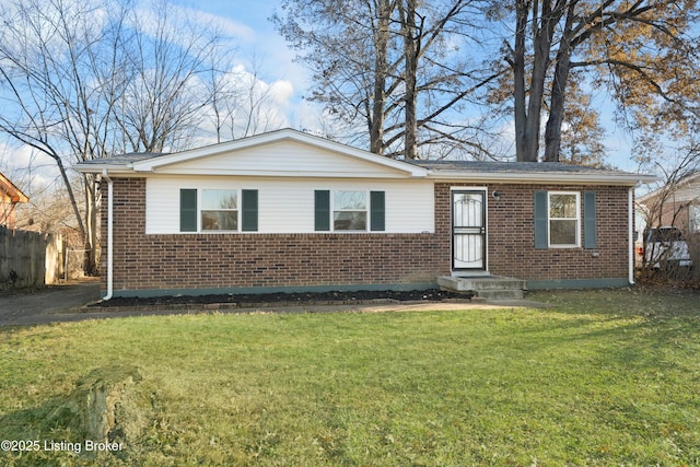 single story home with a front yard