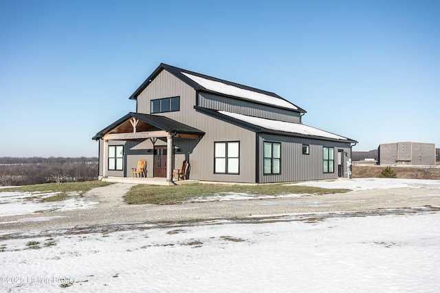 view of modern inspired farmhouse