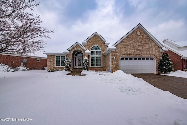 front facade with a garage