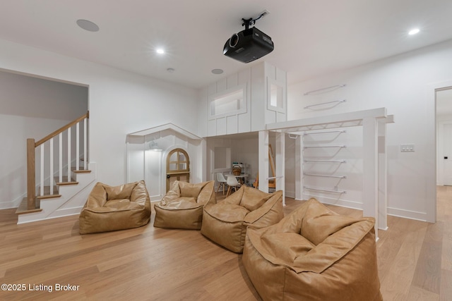 living room with hardwood / wood-style flooring