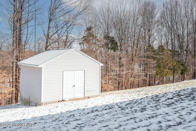 view of snow covered structure