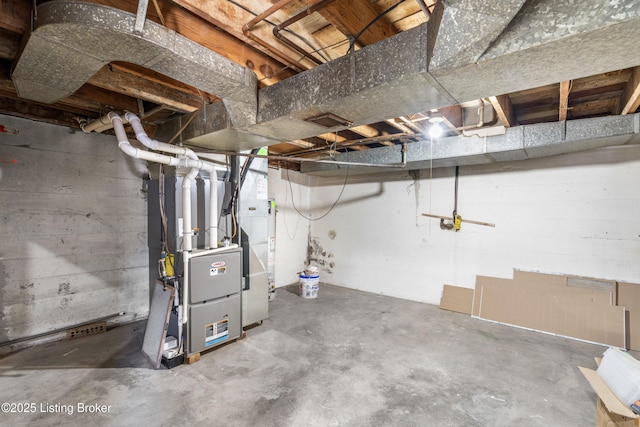 basement with heating unit