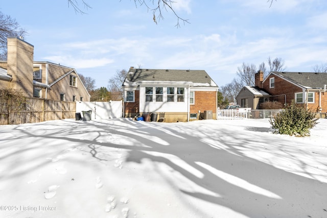 view of snow covered property