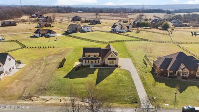 bird's eye view featuring a rural view