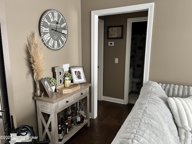 hall featuring dark wood-type flooring