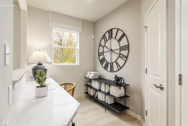 office space featuring light hardwood / wood-style flooring