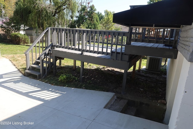 wooden terrace with central air condition unit