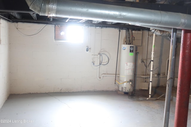 basement with gas water heater