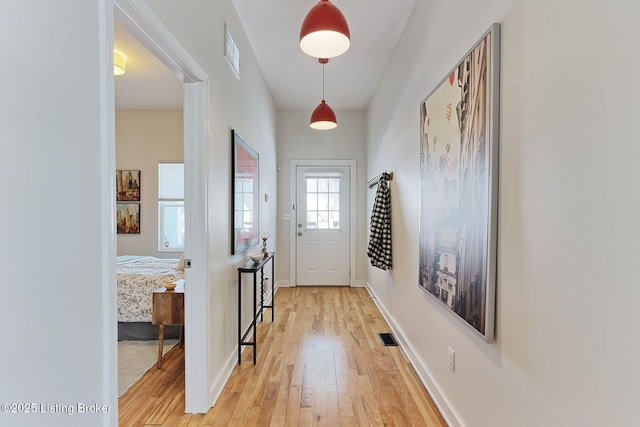 entryway with light hardwood / wood-style flooring