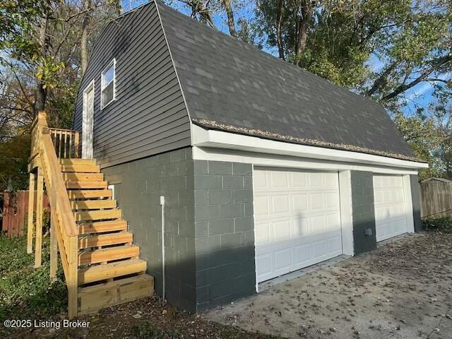 view of garage