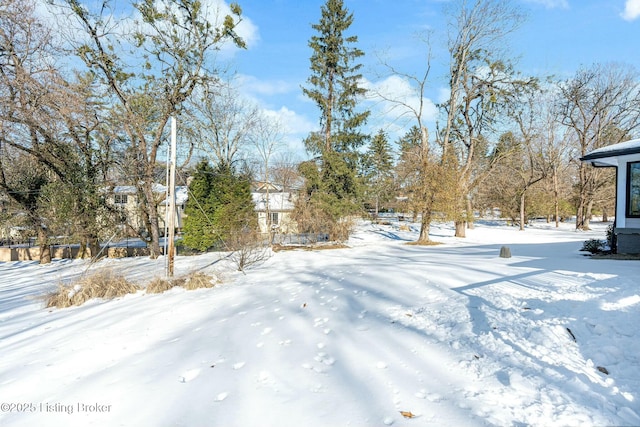 view of yard layered in snow