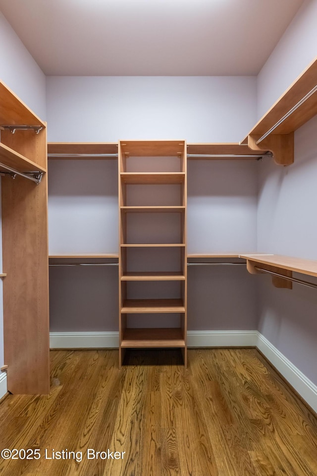 spacious closet featuring hardwood / wood-style flooring