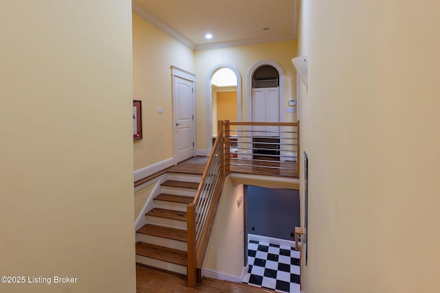 staircase with ornamental molding