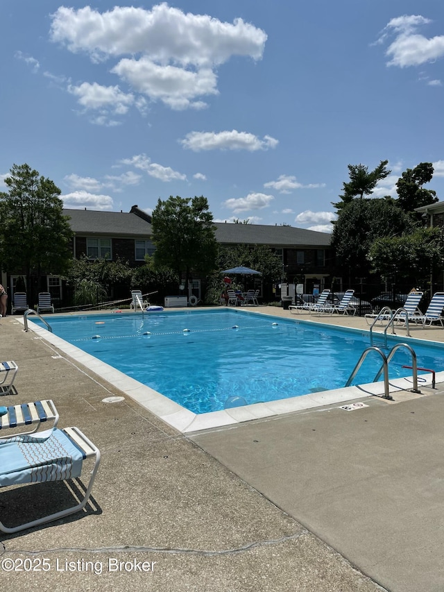 view of pool featuring a patio