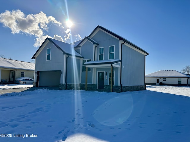 view of front of house with a garage