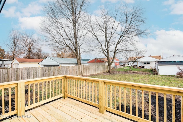 deck featuring a lawn